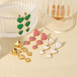 Luxury Trendy Heart Shaped Earrings 18K Stainless Steel Gold Plated Smooth Love Drop Earrings For Women