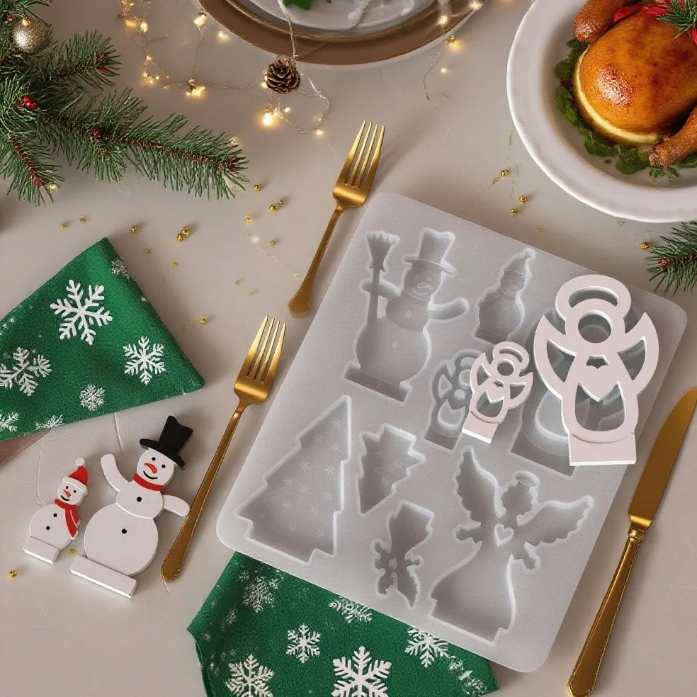Tealight Holder Mould Environmentally Friendly Christmas Tree Mold House Candlestick Mold Safe for Candle Making Home Diy Holida