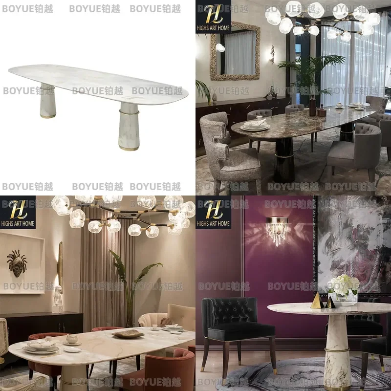 Modern Luxury Natural Marble Dining Table Simple Elegant Design for Villa Restaurant Home Furniture High End Decor