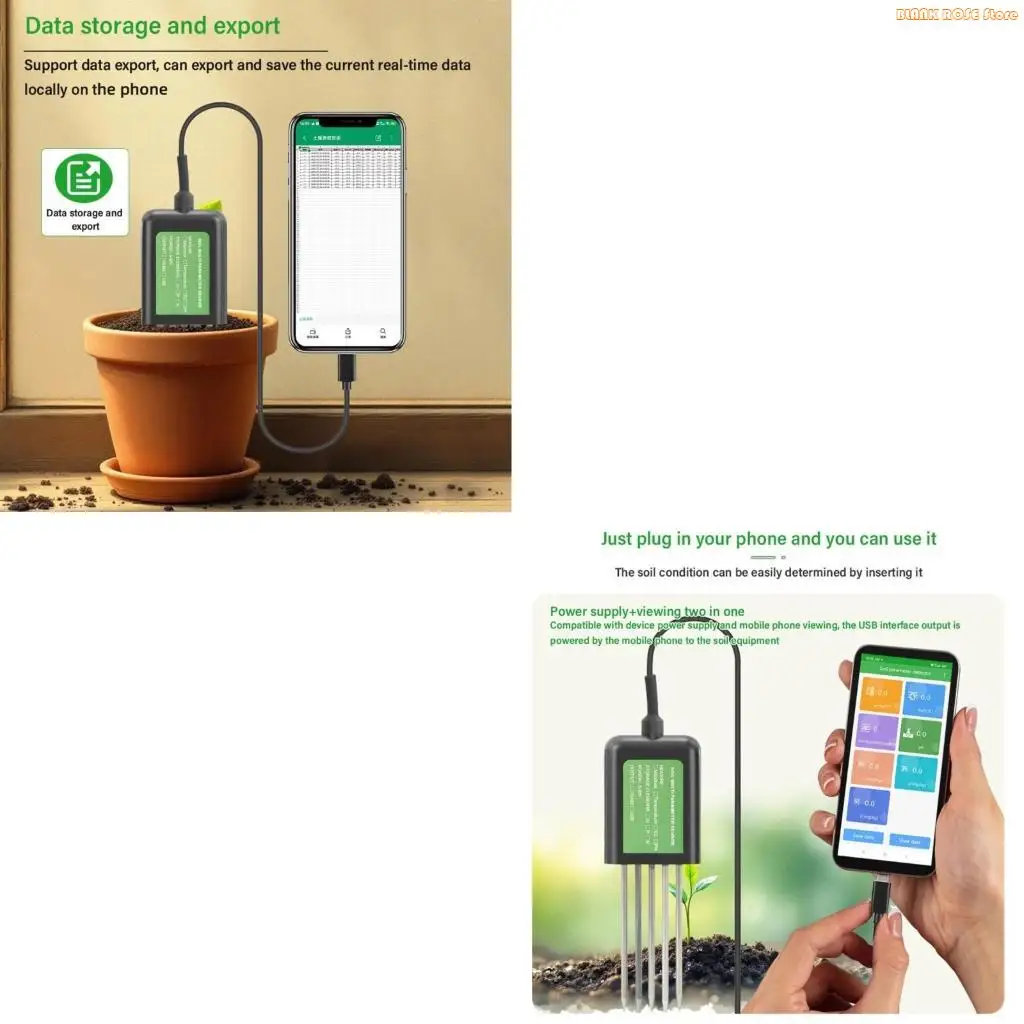 K1AE Effective 7 Parameters Soil Detectors Analyzes Fertilizers Content Temperature Humidities For Great Plant Growth