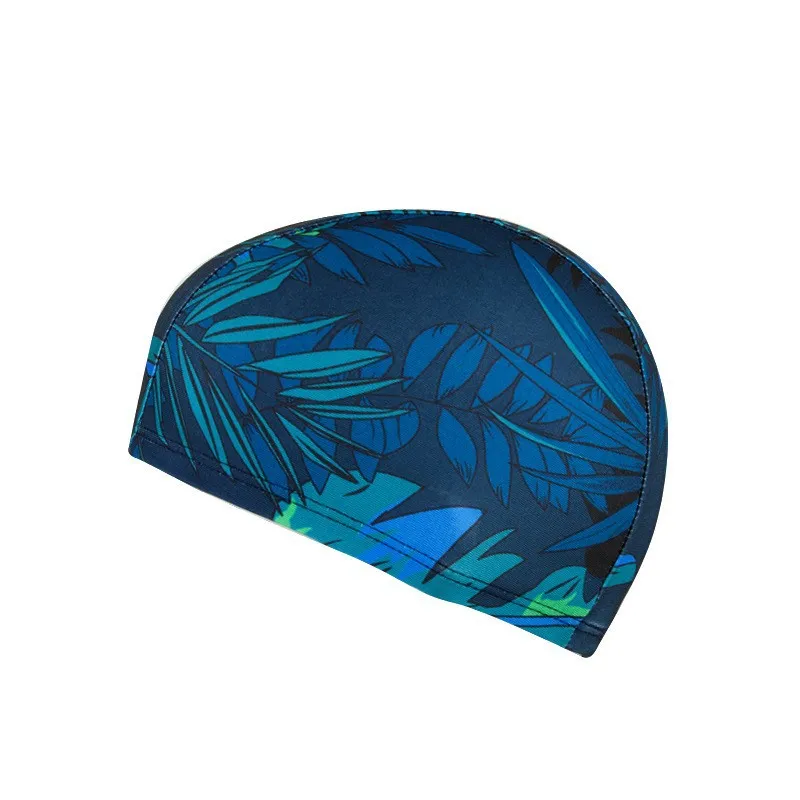 Waterproof Leaf Print Swimming Cap with Ear Protection and Non-Slip Design for Adults - Perfect for Pool, Beach, and Summer Fun