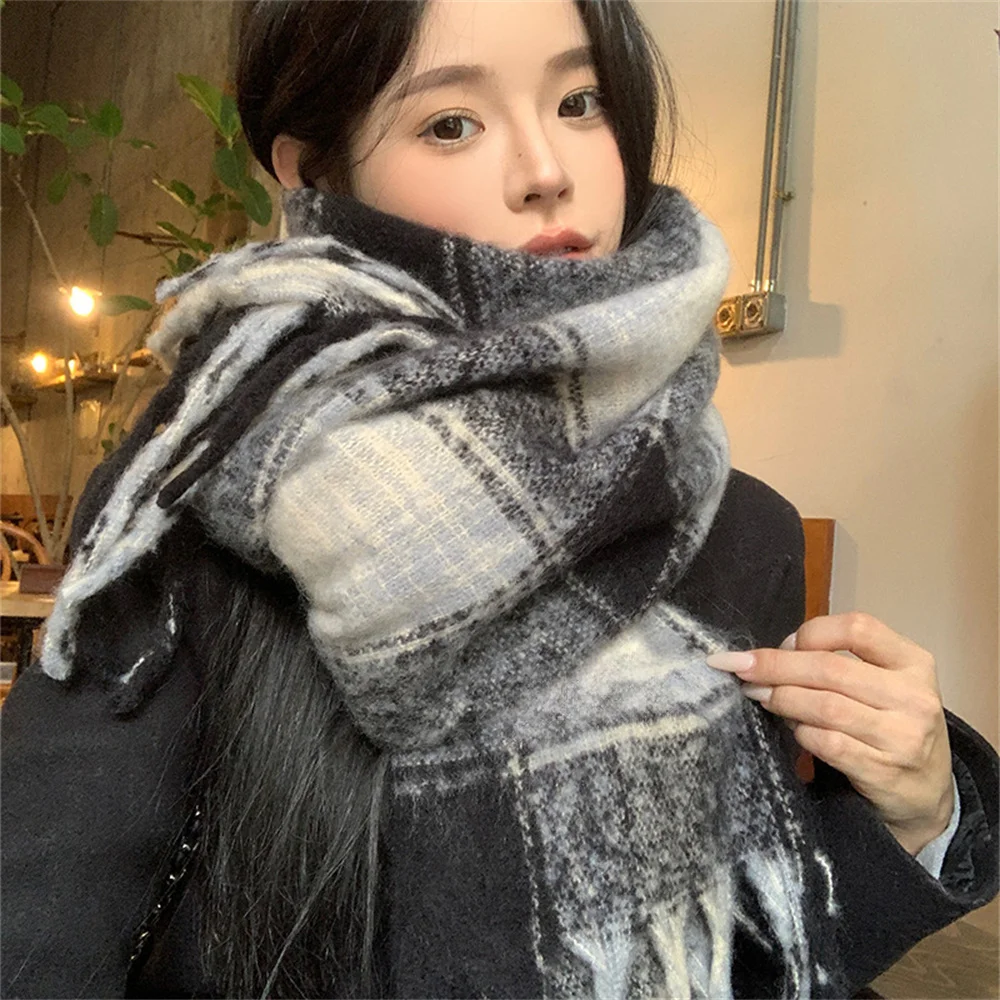 200*50cm Meradela Plaid Schal frauen Herbst Winter Verdickt Imitation Kaschmir Student Warme Paar Schal Große Schal decke