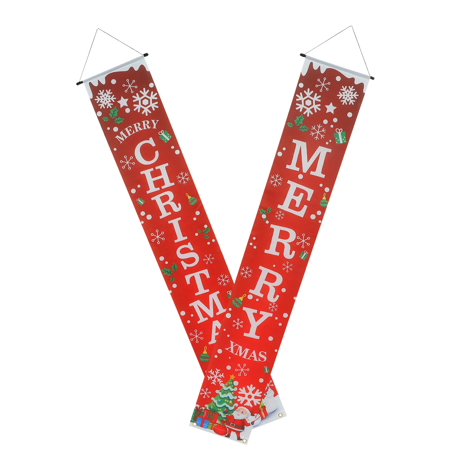 

1Pair Christmas Couplet Door Banner Decorative Curtain Merry Christmas Porch Sign Outdoor Holiday Welcome Decor