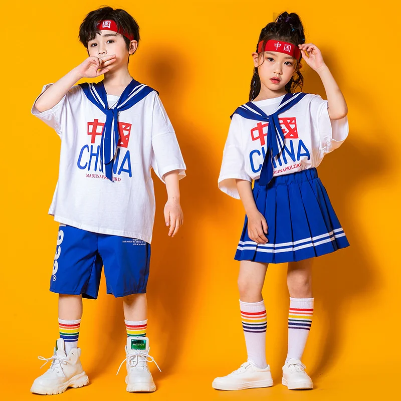 Children's cheerleading performance clothes, Chinese style primary school games clothes, kindergarten sailor class suit