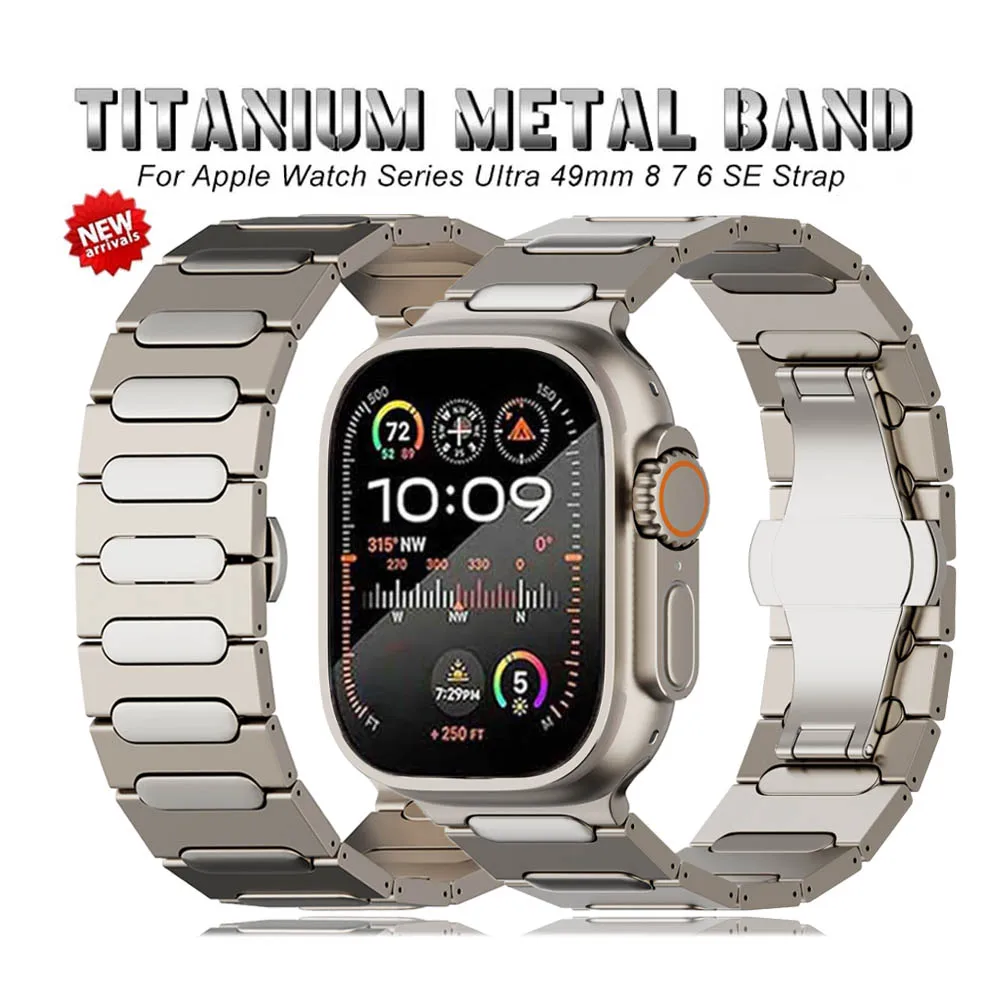 

Ultra Titanium Bracelet For Apple Watch Band 49mm 9 45mm Metal Strap For iWatch Series 9 8 7 6 5 se 44mm 42mm Accessories Correa