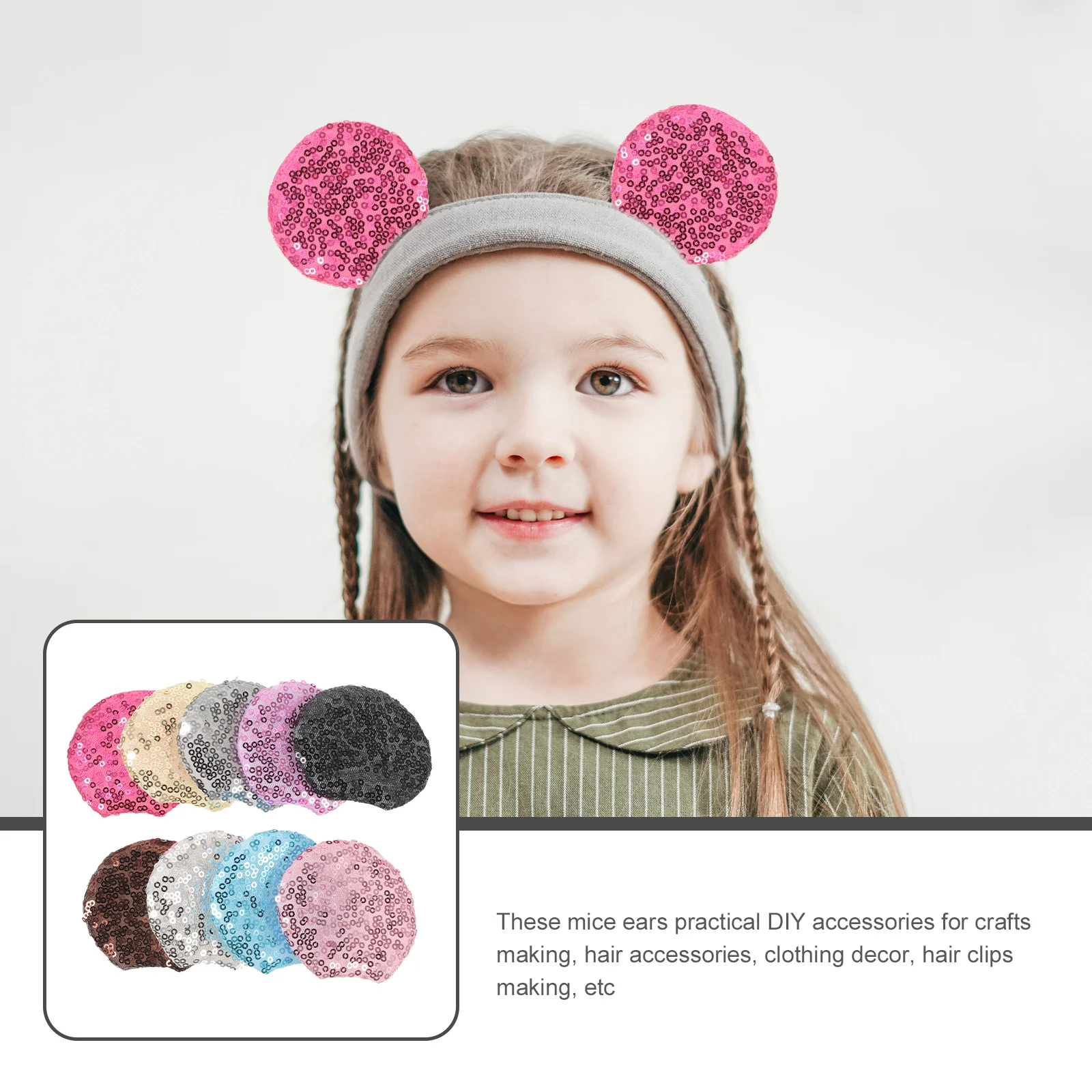 18 قطعة آذان الماوس الترتر لتقوم بها بنفسك عدة الحرفية لمشبك الشعر عقال صنع لوازم بريق الفئران آذان مشبك شعر صنع الملحقات #1
