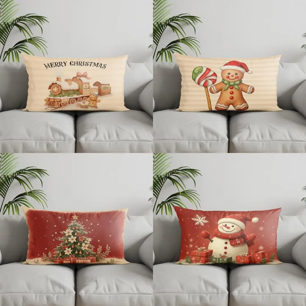

Домашний декор, подушка с пряничным поездом и Рождеством, подходит для дивана, спальни, автомобиля, наволочка, прямоугольная подушка для спины