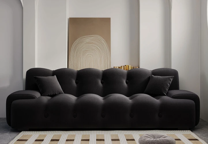 이중 다기능 원단 소파 침대, 심플하고 모던한 블랙 인라인 