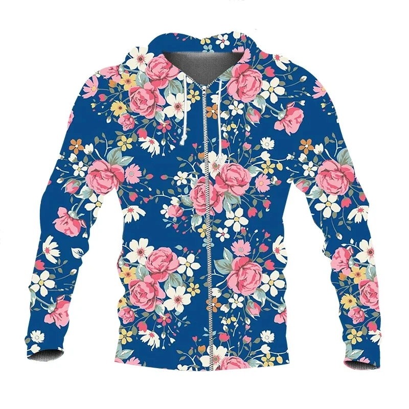 2025 New 3D Northeast China Flower Printing Zip Up Hoodies For Men Happy Chinese Dragon Year Fashion Cool Zip Up Hoodie Clothing