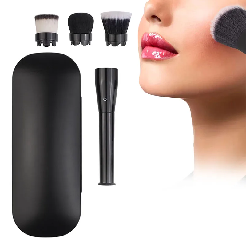 Pennello per trucco elettrico automatico rotante a 360 gradi Pennelli per correttore per fondotinta 3 in 1 con custodia