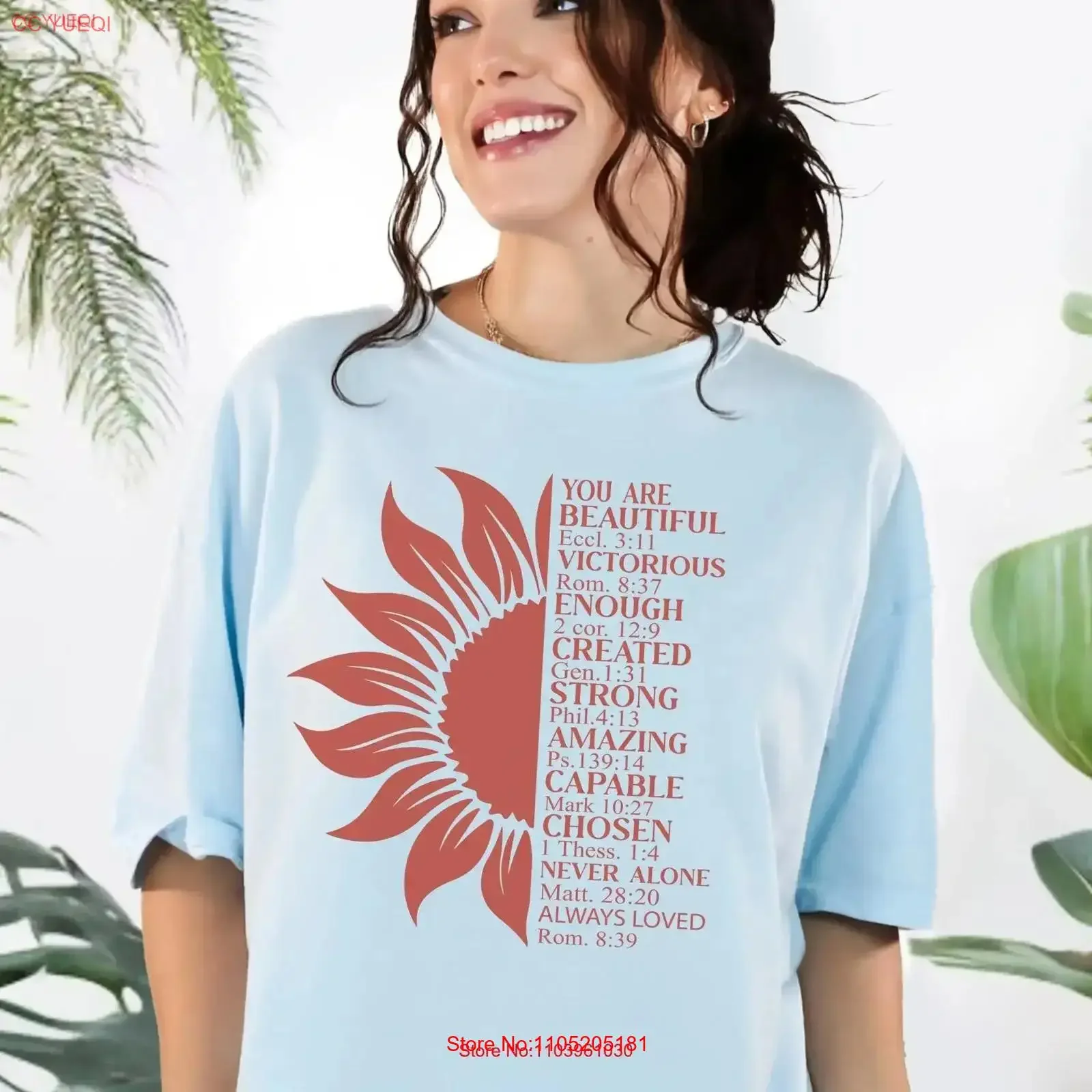 Christian Sunflower Affirmation T Shirt Inspirational Bible Verse SweaT Faith Based for Religious Women Uplifting Apparel