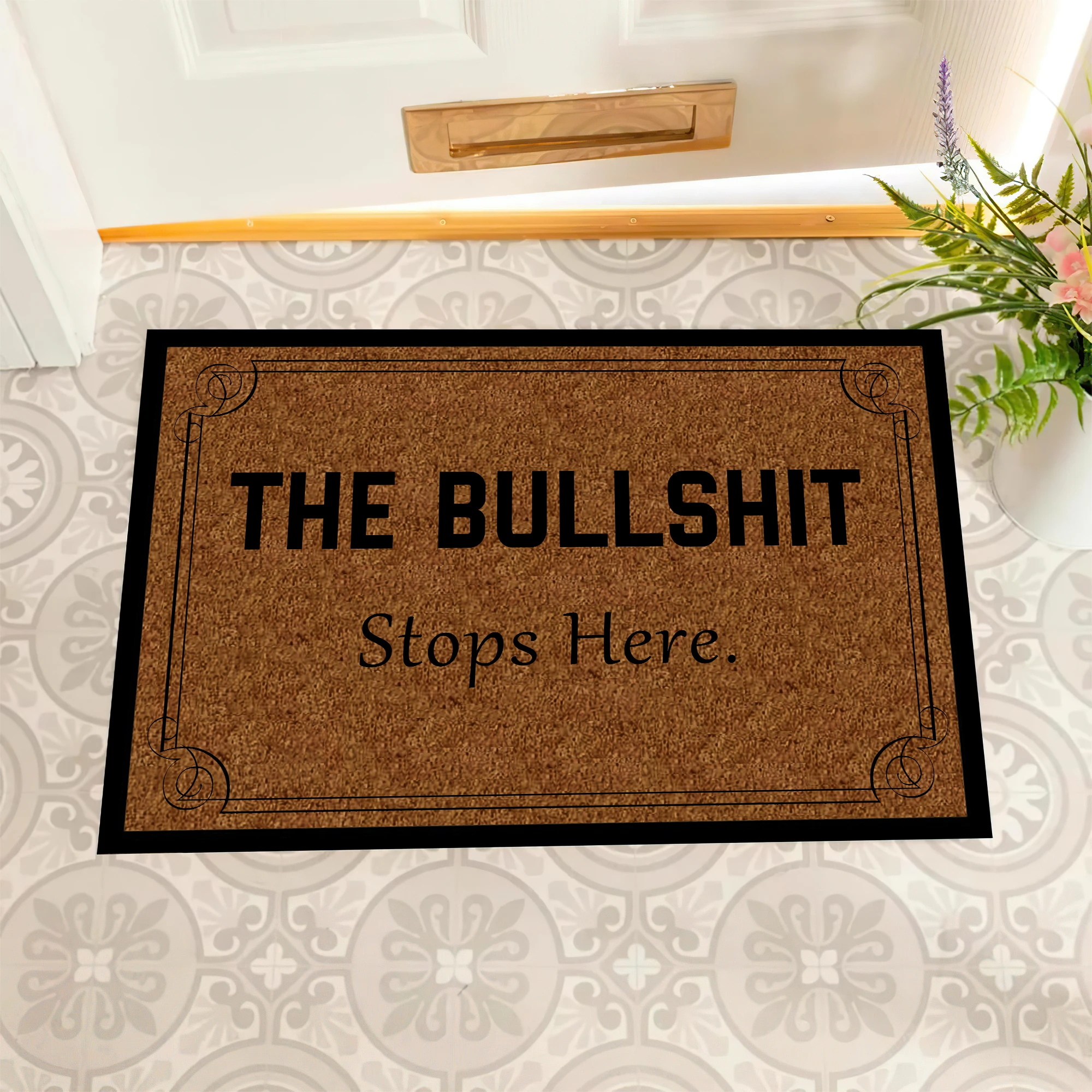 The Bullshit Stops Here Doormat Rubber Bathroom Kitchen Mat Garden Garage Floor Mat Non-Slip Carpet Door Rug