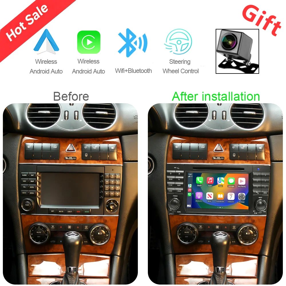 

CHSTEK Auto Android 13 For Mercedes Benz C/G-Class W203 W203 CLC CLK W209 W463 Car Radio Stereo Carplay Navi GPS WIFI Head Unit