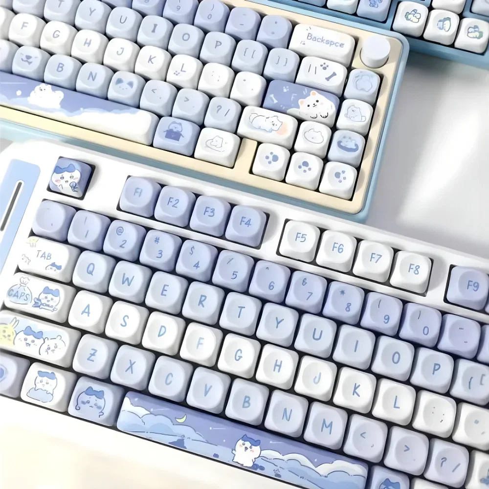 Cute Girls MOA Keycaps PBT Usage Cat Afternoon Tea 95 Keys for 60/84 Mechanical Keyboard MX Switch