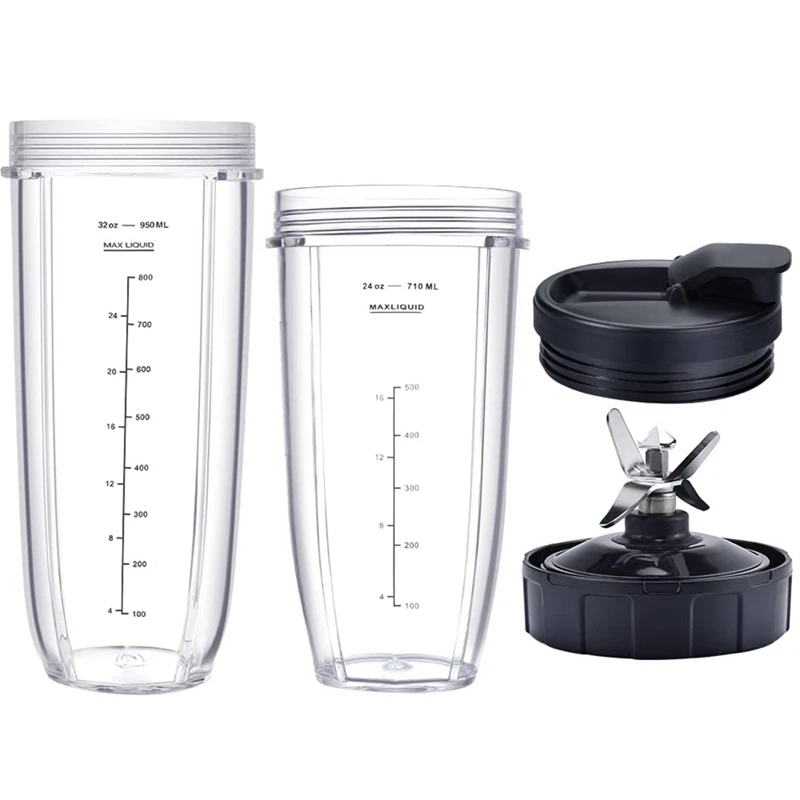 Blender 32Oz&24Oz Cup And With Lids, 7 Fins Extractor Blade, For Nutri Ninja BL480-30 BL483-30