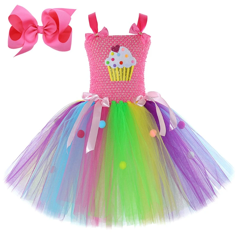 Rainbow Multi-Layer Cake Tutu Dress for Infant & Toddler Girls, Candy-Style Birthday Party Gown, Outfit for Kids Photoshoots
