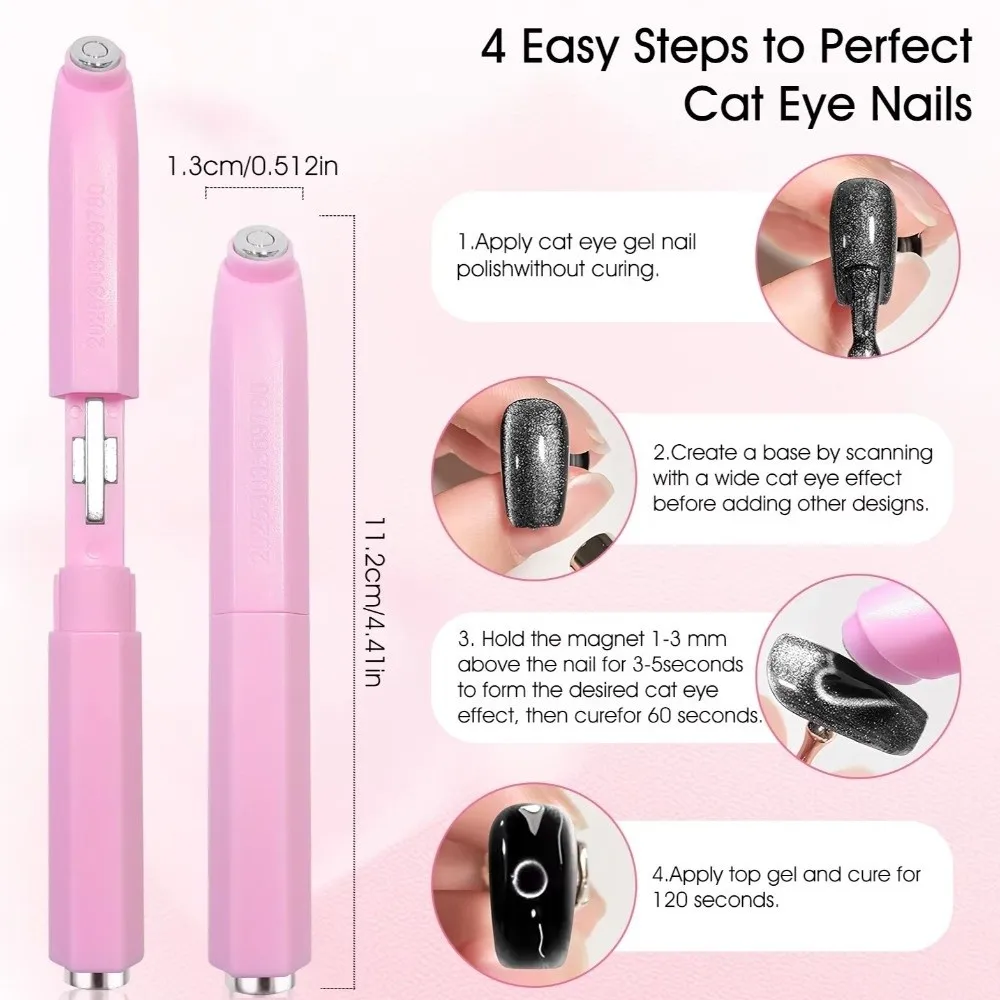 الهدايا 3 في 1 عين القط مسمار الفن عصا متعددة الوظائف ثلاثية الأبعاد التعميم قطري تأثير مسمار الفن قلم مغناطيسي لتقوم بها بنفسك حلقة عين القط المغناطيس #6