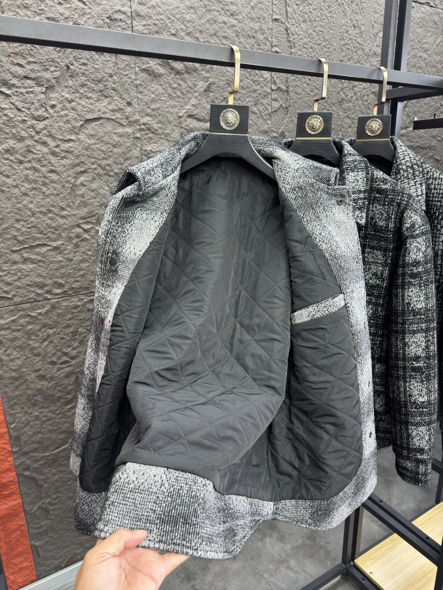 معطف صوفي من Thiened كاجوال منقوش مريح دافئ مبطن من القطن للرجال معطف طويل بطول الوقوف من Faion Urban Sle