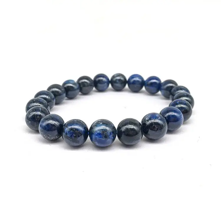 HOT sale healing blue kyanite bracelets round gemstone beads reiki lucky crystal stretch bracelets for dress and gifts