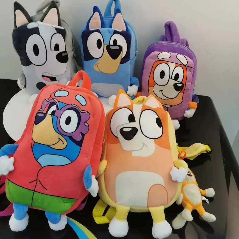 Bluey family  Schoolbag Cartoon Bingo friends Plush Backpack Picnic And Travel Snack Bag bluey pencil case Bingo coin purse gift image 6