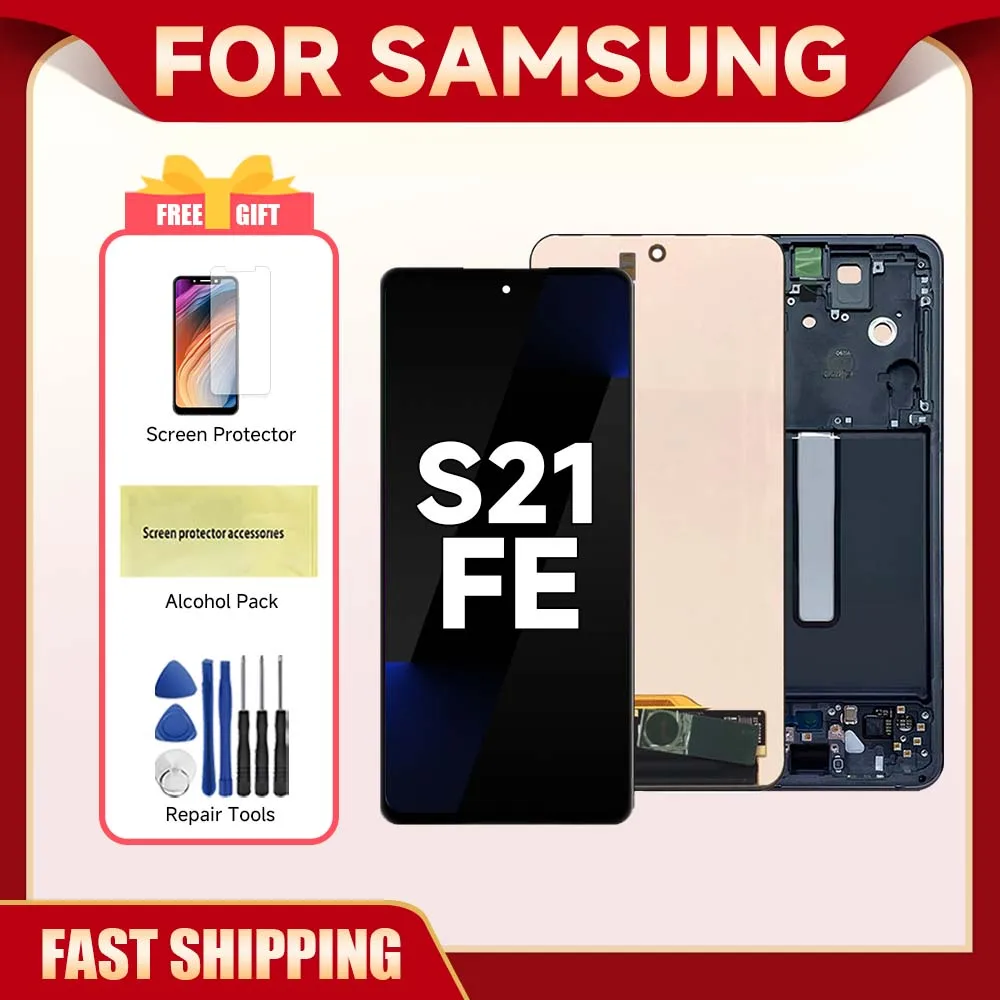 S21 FE 5G For Samsung 6.4\'\'For Ori S21FE 5G G990B G990U G990W G990E LCD Display Touch Screen Digitizer Assembly Replacement