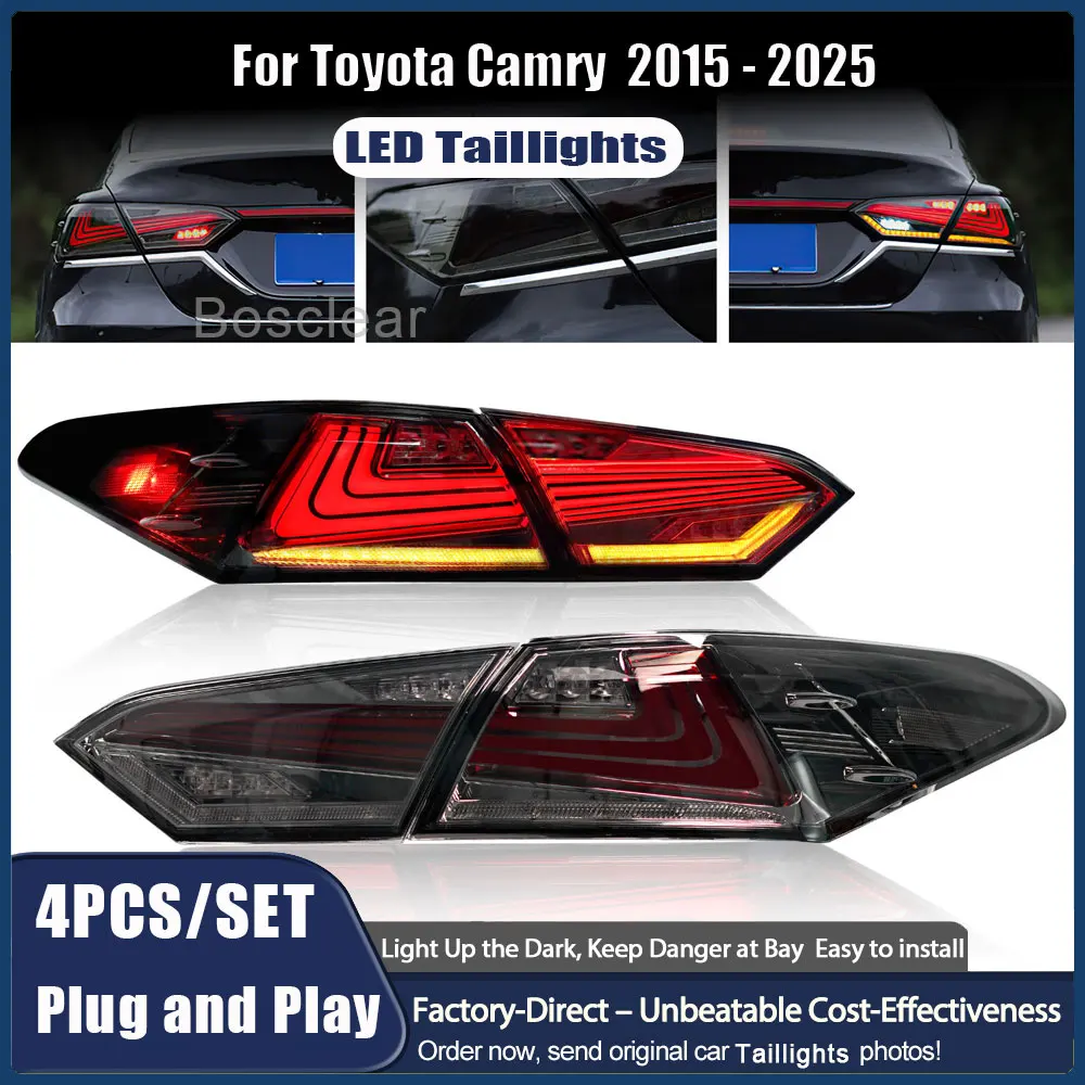 4pcs LED Tail Lights For Toyota Camry 2015 -2025 Rear Reversing Lamps Start Up Animation DRL Brake Fog Turn Signal Assembly