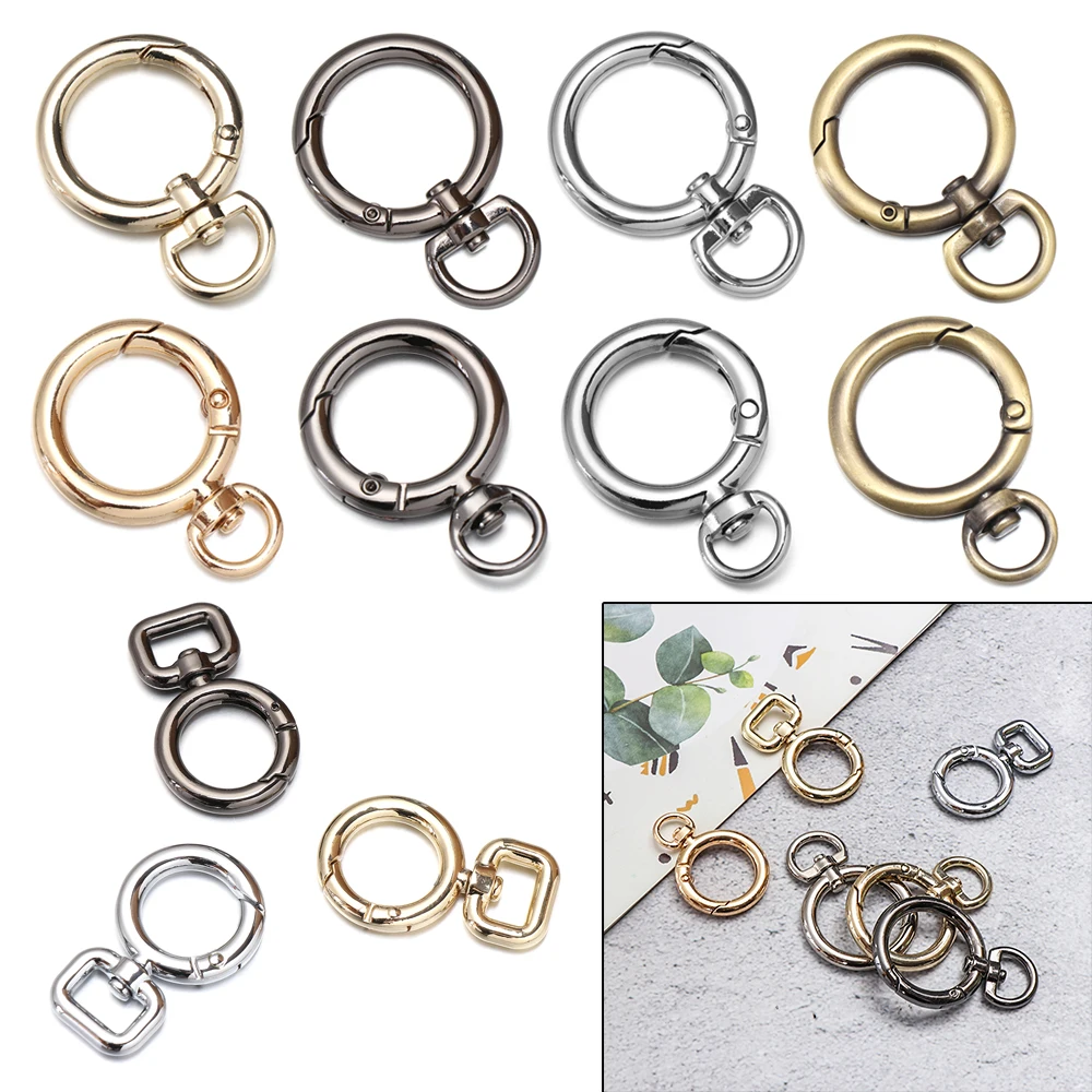 1.5/1.9/2.5cm Zinc Alloy Hooks Plated Gate Bag Belt Buckle Spring O-Ring Buckles Snap Clasp Clip Carabiner Purses Handbags