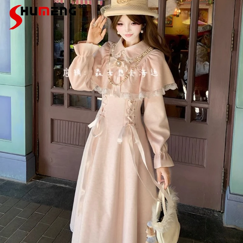 

French Elegant Princess Style Sweet Lolita Long Sleeve Dress Autumn Winter New Women's Slim Fit Long Dress Ladies Fashion Dress