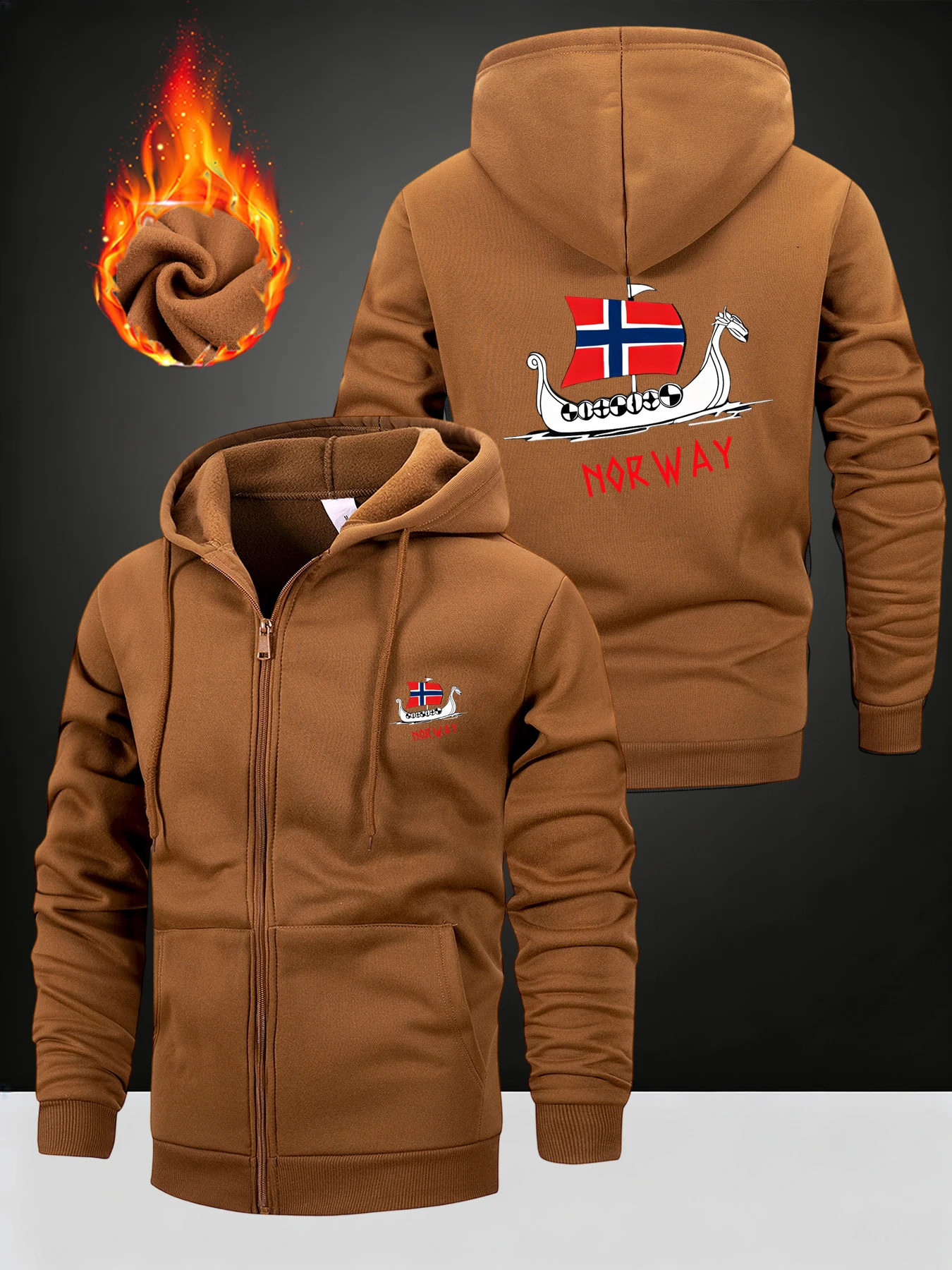 2025 الخريف يندبروف هوديي النرويج المطبوعة الرجال البلوز سستة إغلاق سترة موضة رياضية ملابس الشارع الشهير الذكور