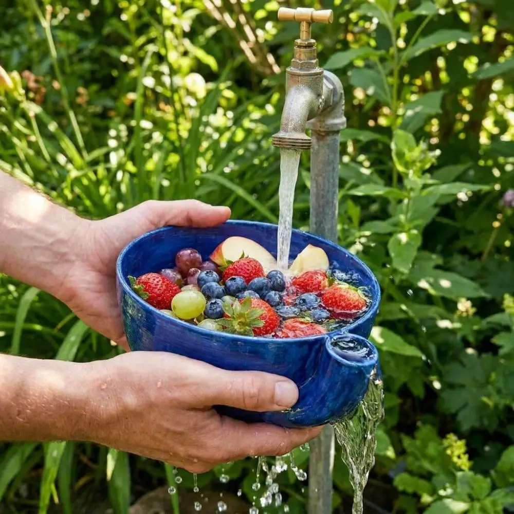 

3D Printed Automatic Fruit Washing Bowl Quick Drain Large Capacity Dynamic Vortex Fruit Cleaning Bowl Plastic Central Flow Guide