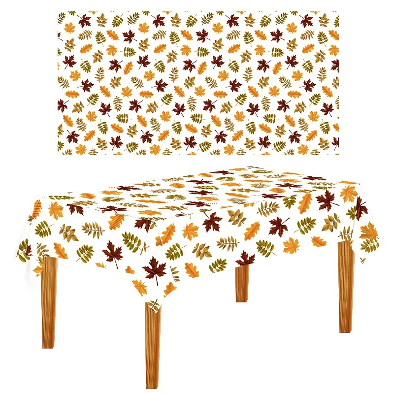 

10pcs Fall Tablecloths Rectangle Thanksgiving Table Cloths Autumn Harvest Maple Leaf Farmhouse Table Covers for Party Picnic