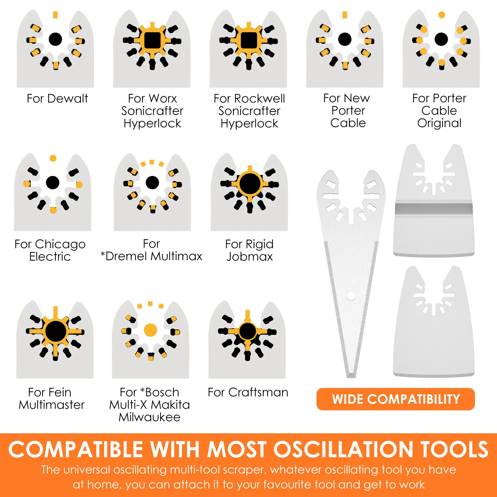 25Pcs Oscillating Multitool Scraper Blade Set Oscillating Tool Scraper Blade High Carbon Steel Tapered Sealant Cutting Blade