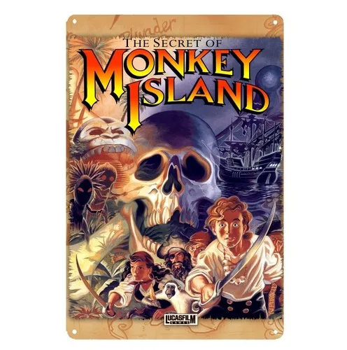 Placa de Metal Decorativa Monkey Island Commodore Amiga - Jogo Retrô