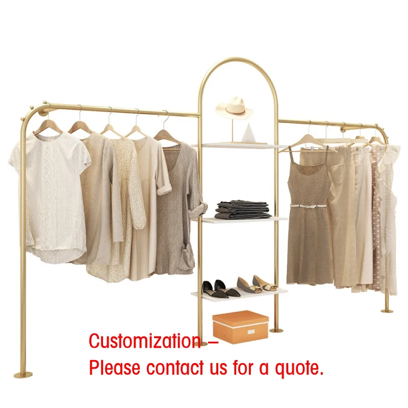 custom.Women's Clothes Shop Metal Shoe Shelf Rack Clothing Gold Bag Display Rack Floor Multi Layer Wall Mounted Shoes Stan