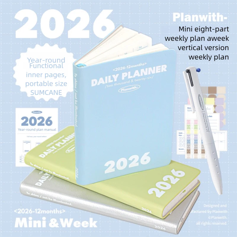 Planwith 2026 A6 دفتر مخطط غطاء ناعم حجم الجيب خطة مجلة أسبوعية شهرية تخطيط جدول الأعمال التقويم المنظم