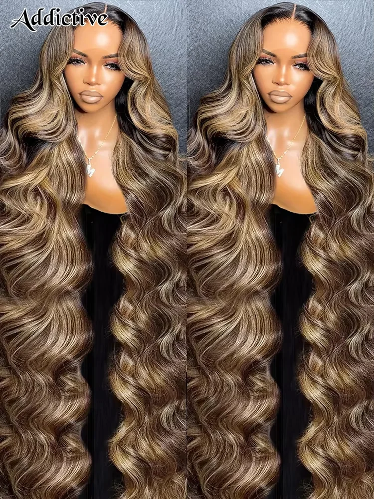 

30 32 Inch 4/27 Highlight Body Wave 13x4 Human Hair Lace Frontal Wigs 200 Density Colored Ombre 13x6 HD Lace Front Wig For Women