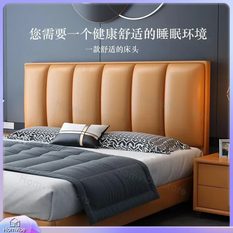 Luxury Ultra Thin Bed Headboard Solid Wood Frame Soft Upholstered Modern Simple Bedroom Furniture Backrest Panel Single Size
