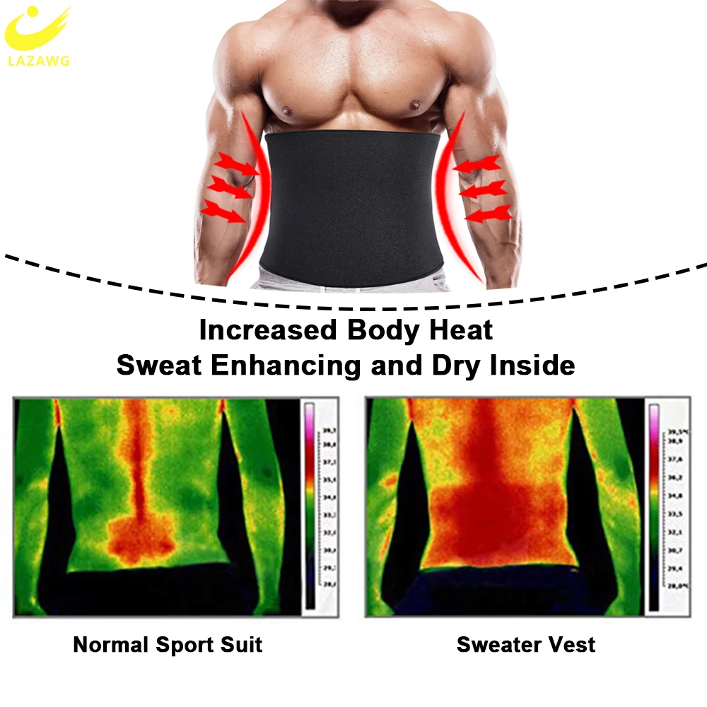 LAZAWG Waist Trainer for Men Sauna Girdles Weight Loss Tummy Belt Belly Cincher Neoprene Body Shaper Corset Fat Burner Slimming