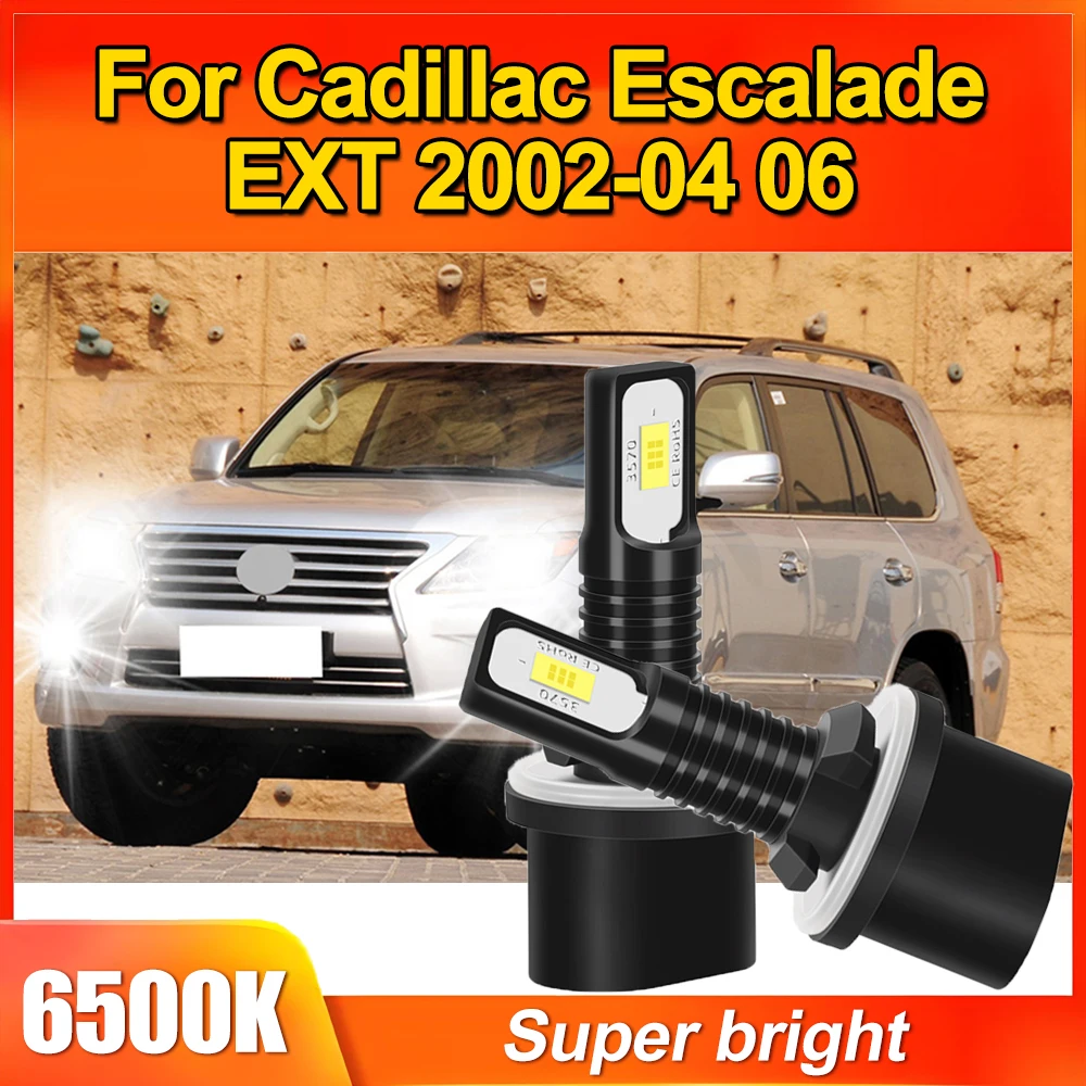 2PCS LED Headlight Bulb Fog Light Kit 880 6500K White Error Free High Intensity 3570 CSP For Cadillac Escalade EXT 2002-04 06