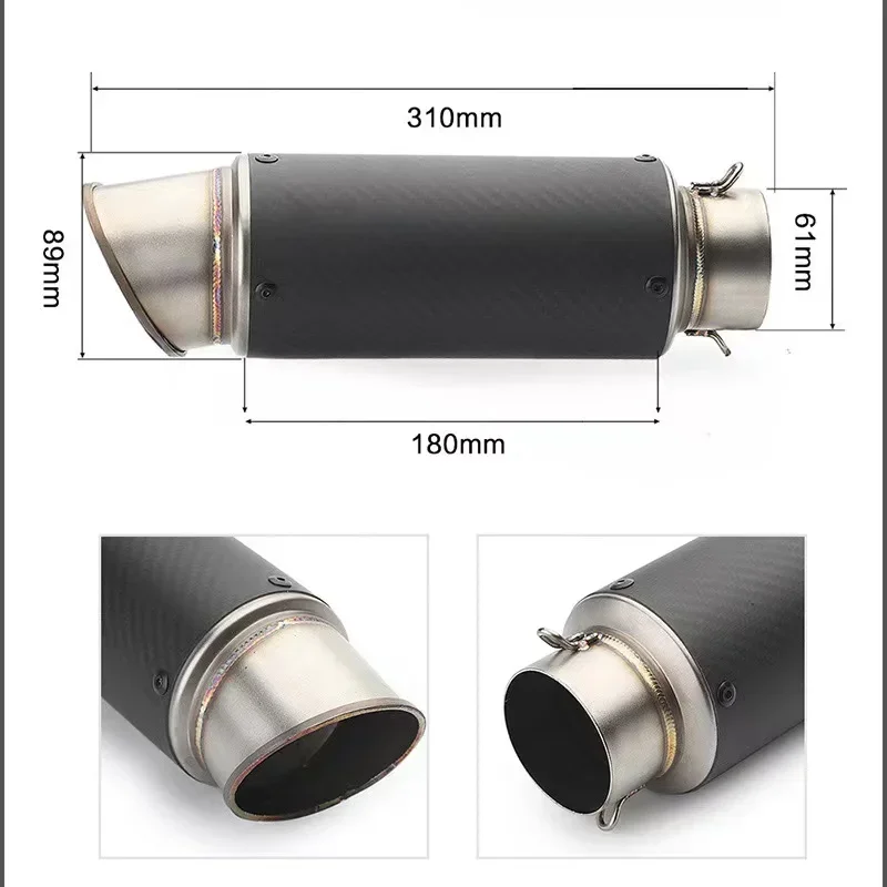 Universal 51mm60mm Motorcycle SC Exhaust Pipe Project muffler Carbon Fiber Titanium alloy for z900 R3 R25 MT07 MT09 R1 R6 CBR600