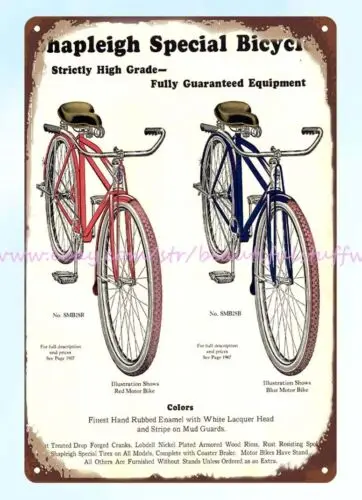 artwork for wall decoration 1929 Shapleigh Bicycle High Grade metal tin sign