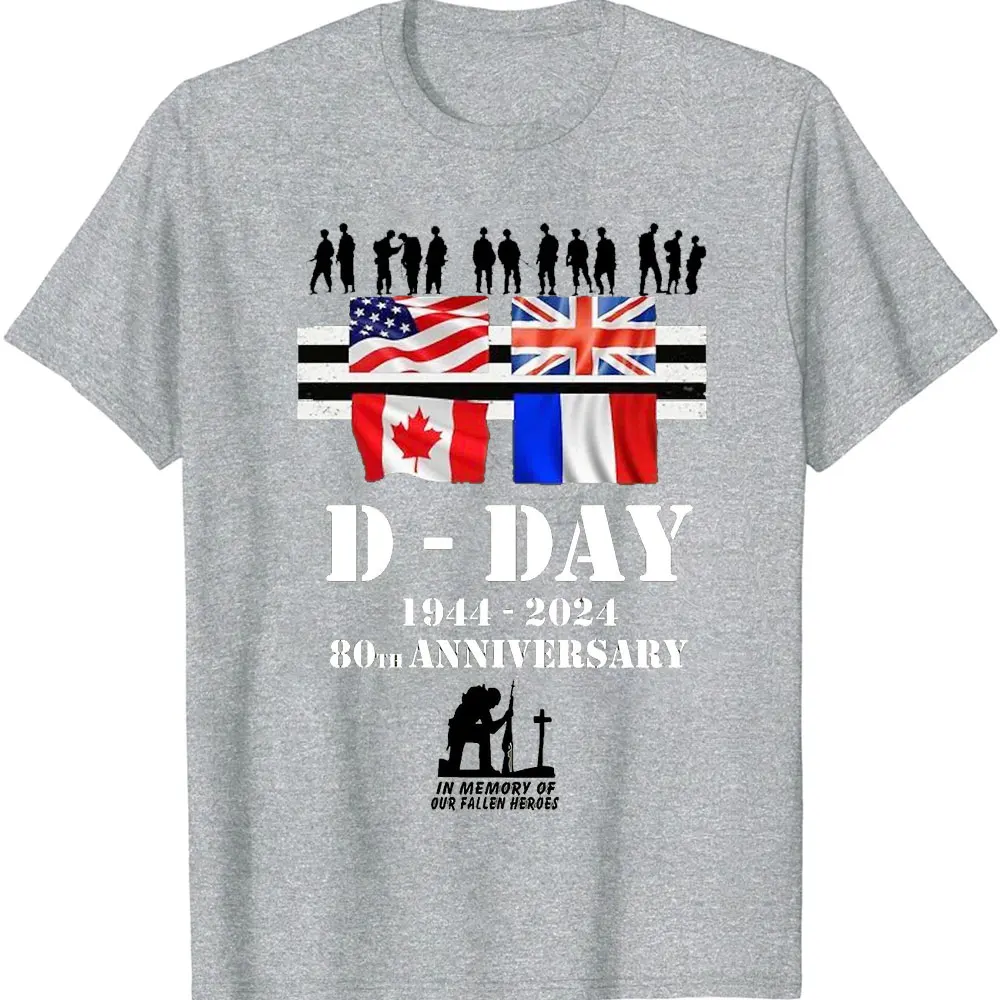 D-Day Shirt Omaha Beach Normandy Landings 80th Anniversary 1944-2024 Veteran Retro T-Shirt Gift Remembrance Day WW2 Cotton Tee