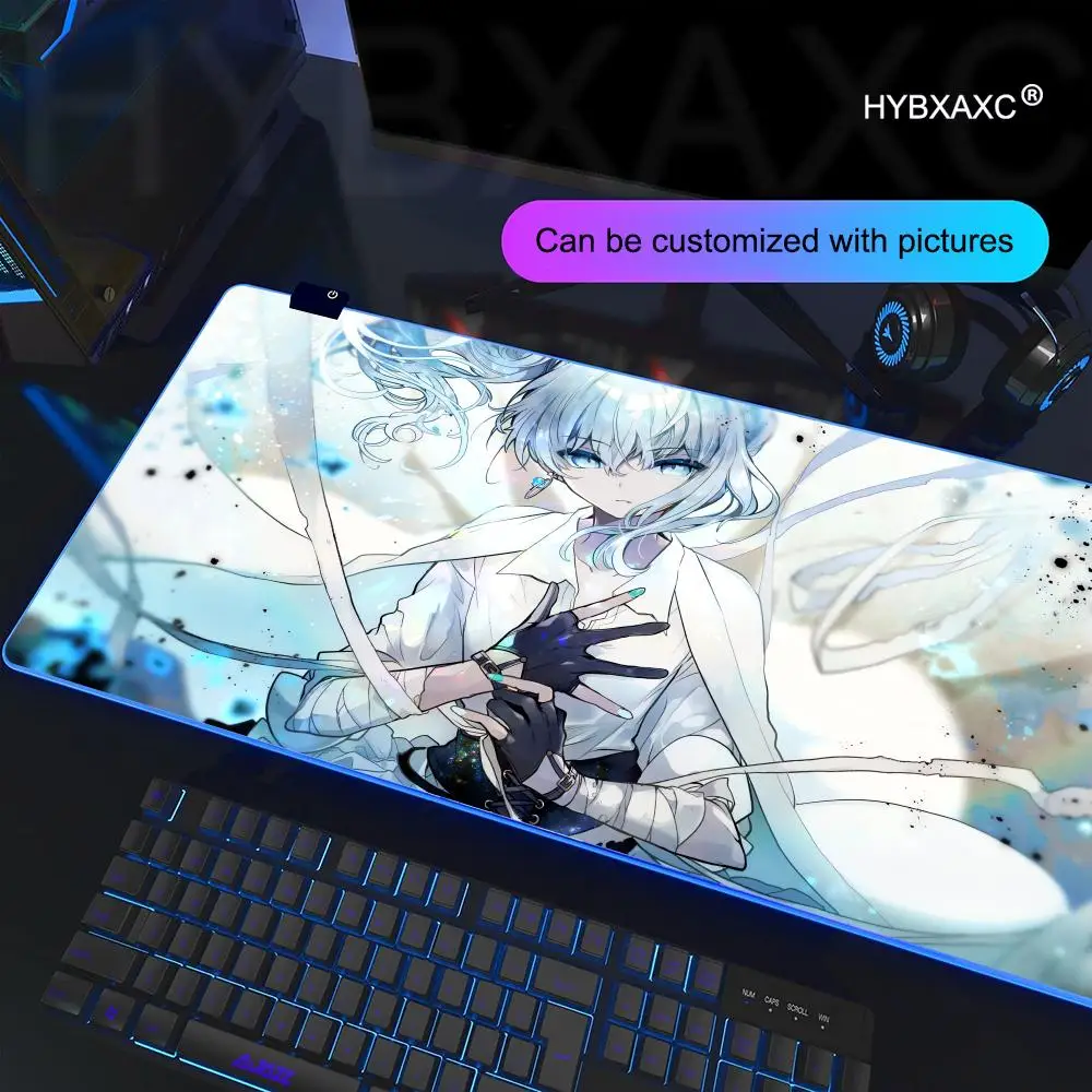 RGB Mouse Pad Hoshimachi Suisei Office Computer Accessories Mouse Carpet Hololive Gaming Pc Led Mousepad Anime Luminious Mat
