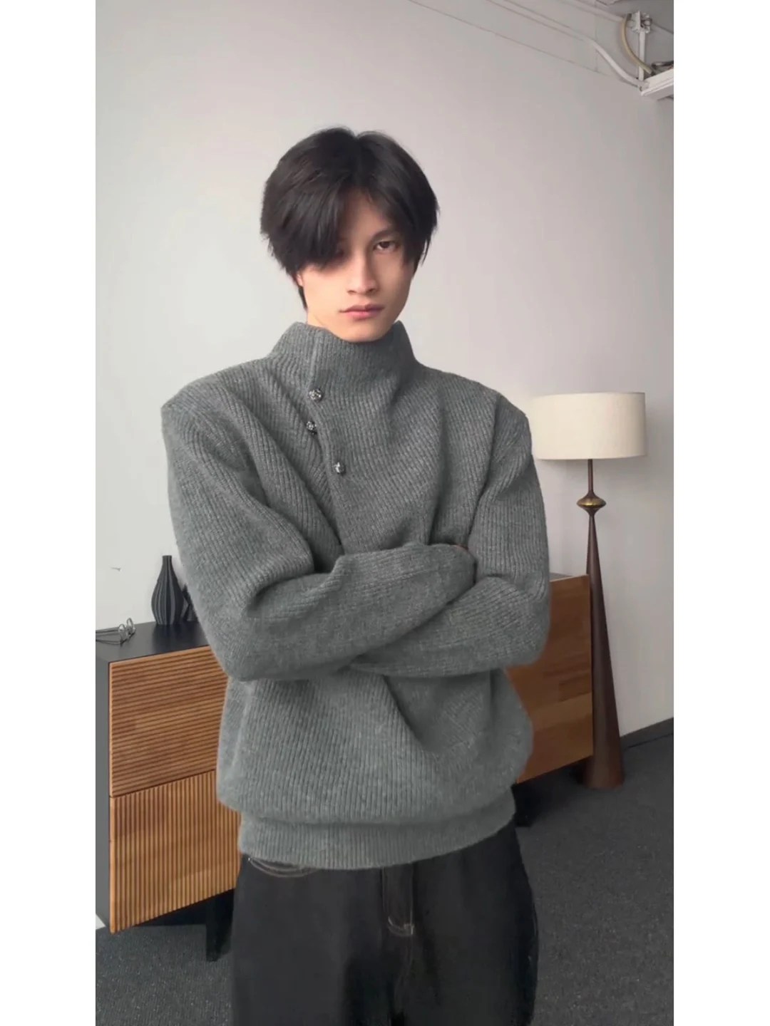 

Мужской вязаный свитер Cleanfit с полувысоким воротником, зимний, модный, повседневный, в американском стиле Old Money, с длинными рукавами