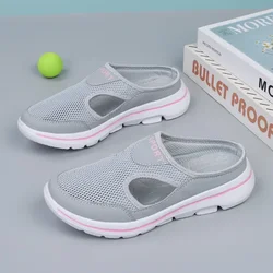 Women Slippers Breathable Mesh Casual Flat Shoes Outdoor Home Lightweigh Solid Slip On Couple Shoes Walking Sport Sandals2023