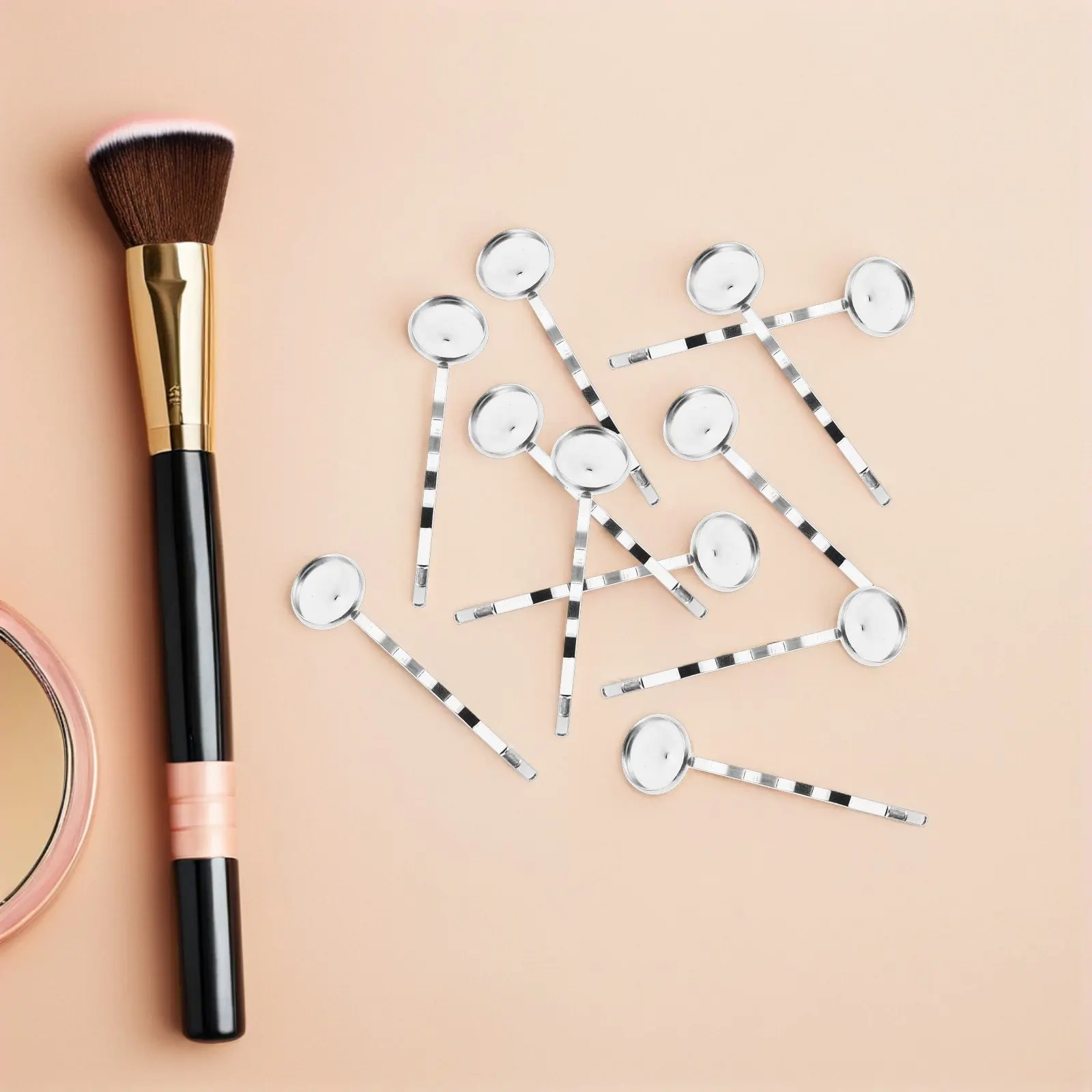 

40Pcs Blank Hair Clips Silver Metal Flat Barrettes with 12Mm Inner Diameter Round Tray DIY Hair Clip Making Bases for Crafting