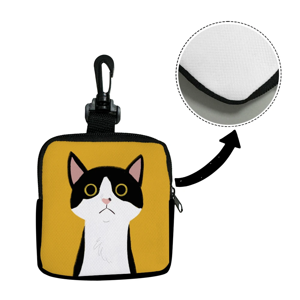 1 قطعة نمط القط الأصفر الطباعة سعة كبيرة عملة المحفظة مقاوم للماء محفظة النقود المعدنية الرقمية حقيبة التخزين ، اختيار مثالي للهدايا