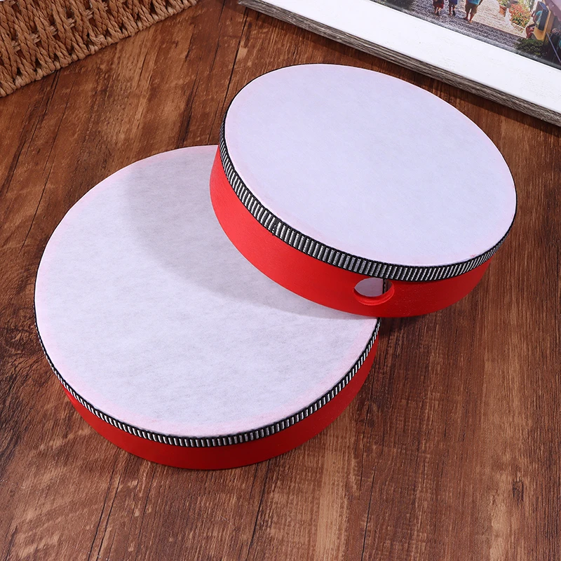 Kids Wooden Hand Drum Music Percussion Instrument Red Handheld Percussion Hand Drum Educational Toys Hand Beat 10-25cm
