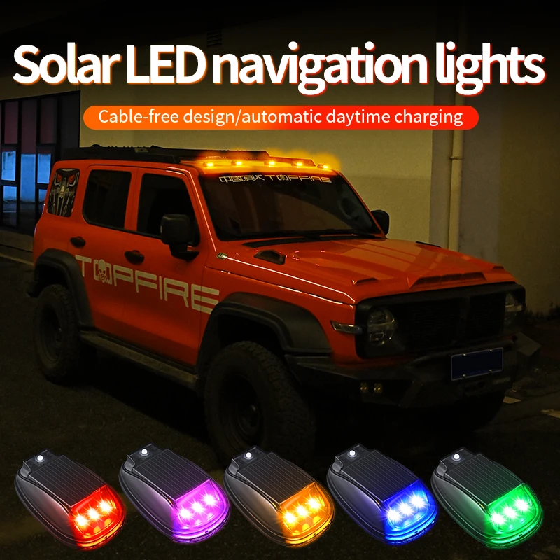 5x Solar Wireless No Drill Cab Lights for Truck Roof, Solar-Powered Truck Cab Lights with Auto Sensor Luces para Techo de Carro
