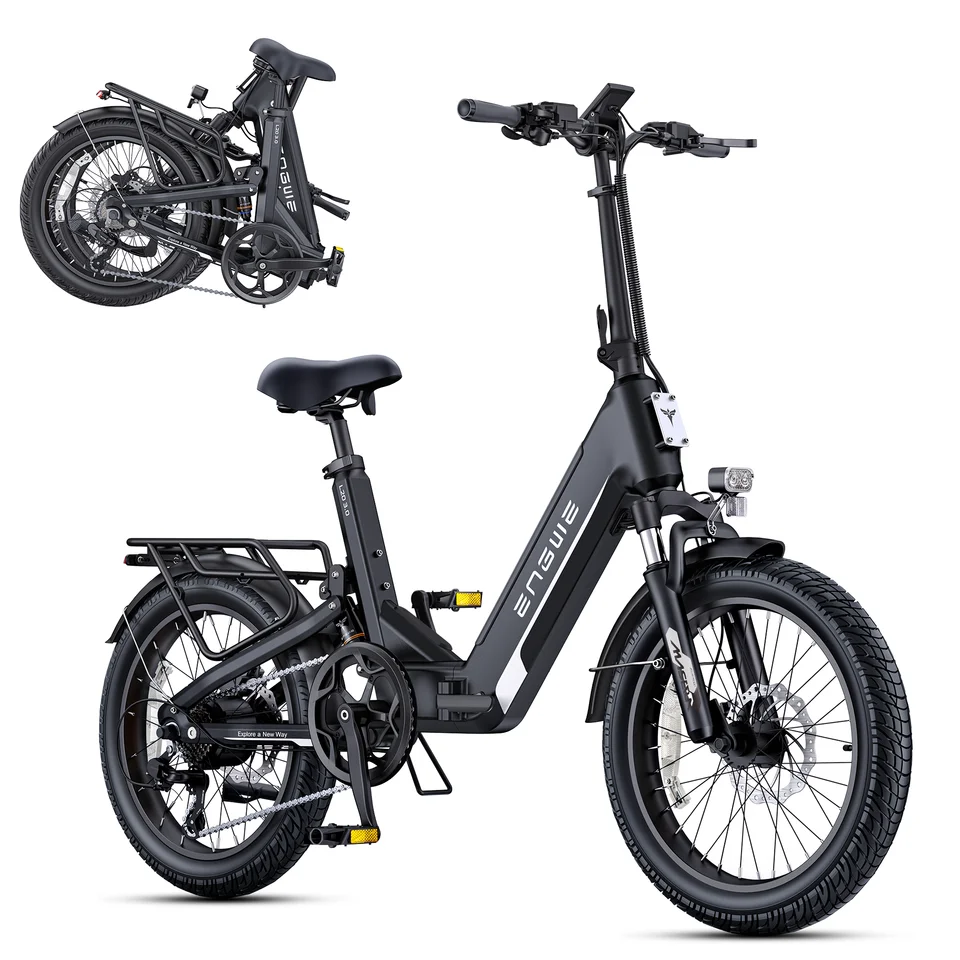 ENGWE L20 3.0 Full Suspension E-Bike, 1500W 48V 15Ah 60Miles, Smart GPS Anti-Theft, 28MPH Foldable Commuter Ebike image 1